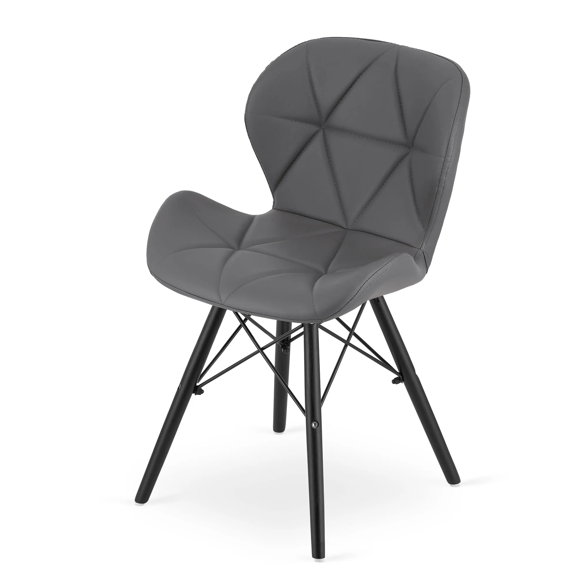 Krzesło LAGO ekoskóra ciemny szary nogi czarne