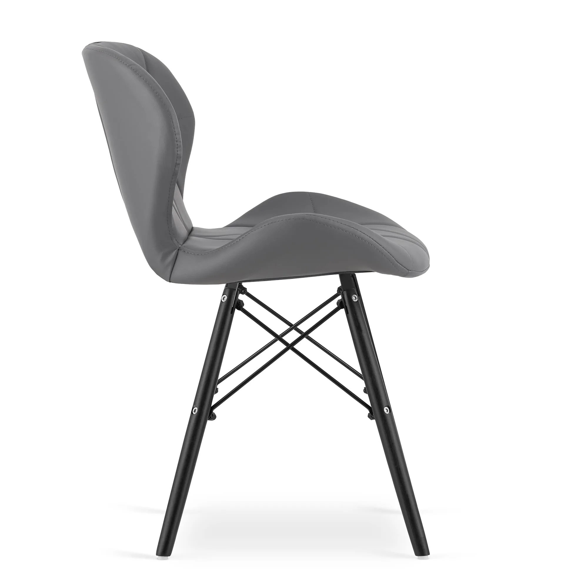 Krzesło LAGO ekoskóra ciemny szary nogi czarne
