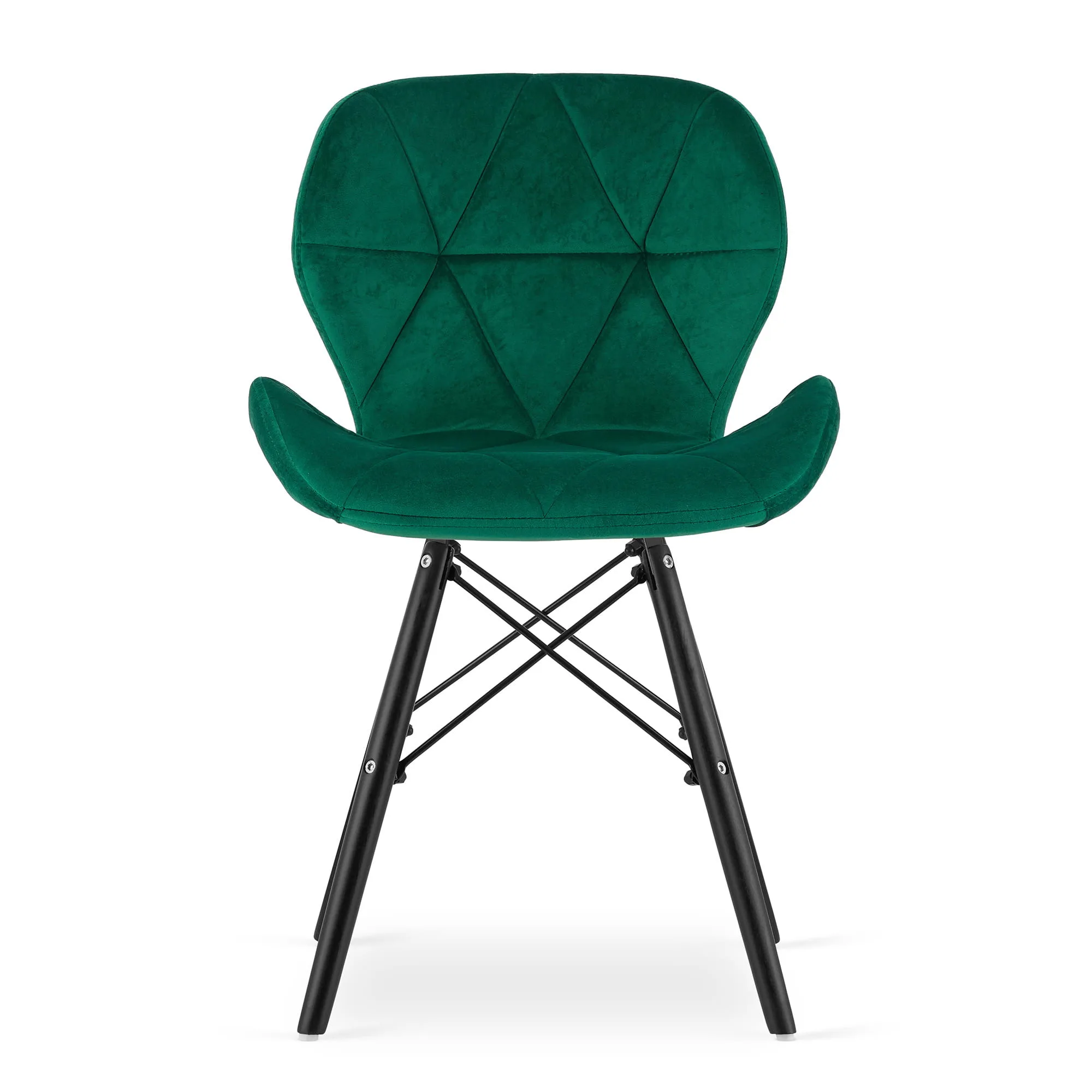 Krzesło LAGO aksamit ciemna zieleń  nogi czarne