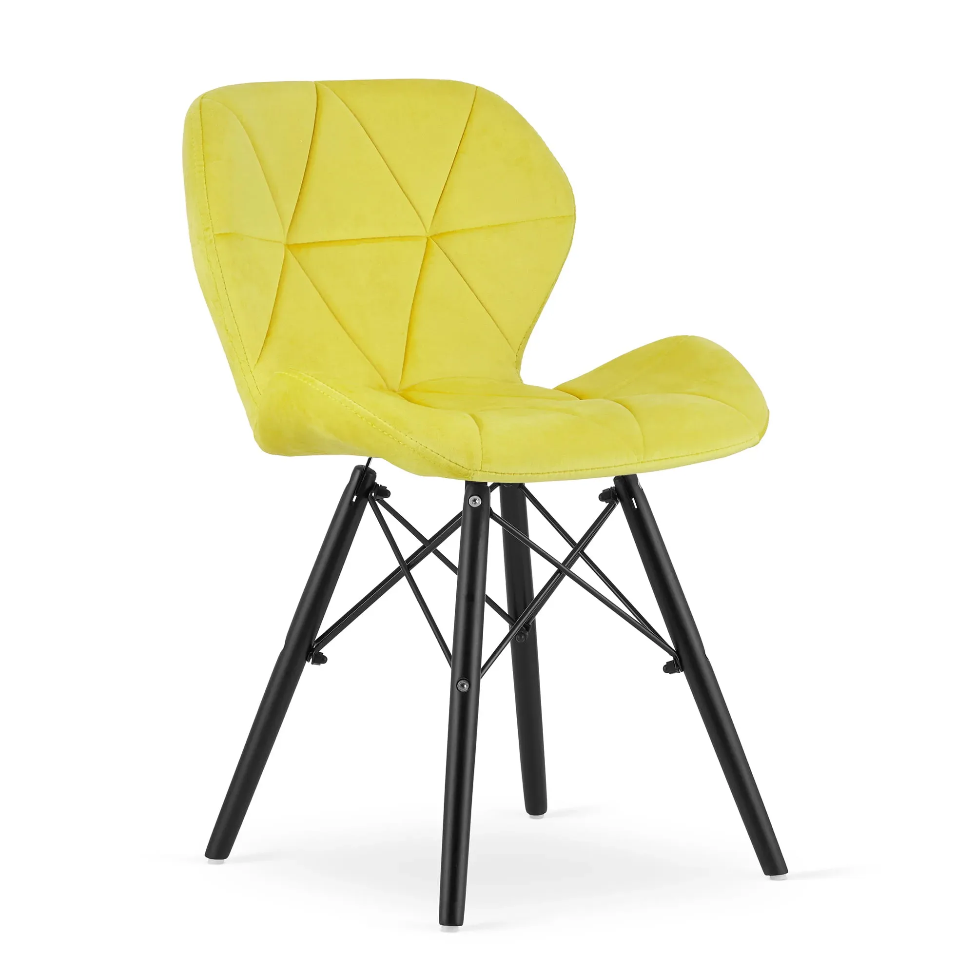 Krzesło LAGO aksamit żółty nogi czarne