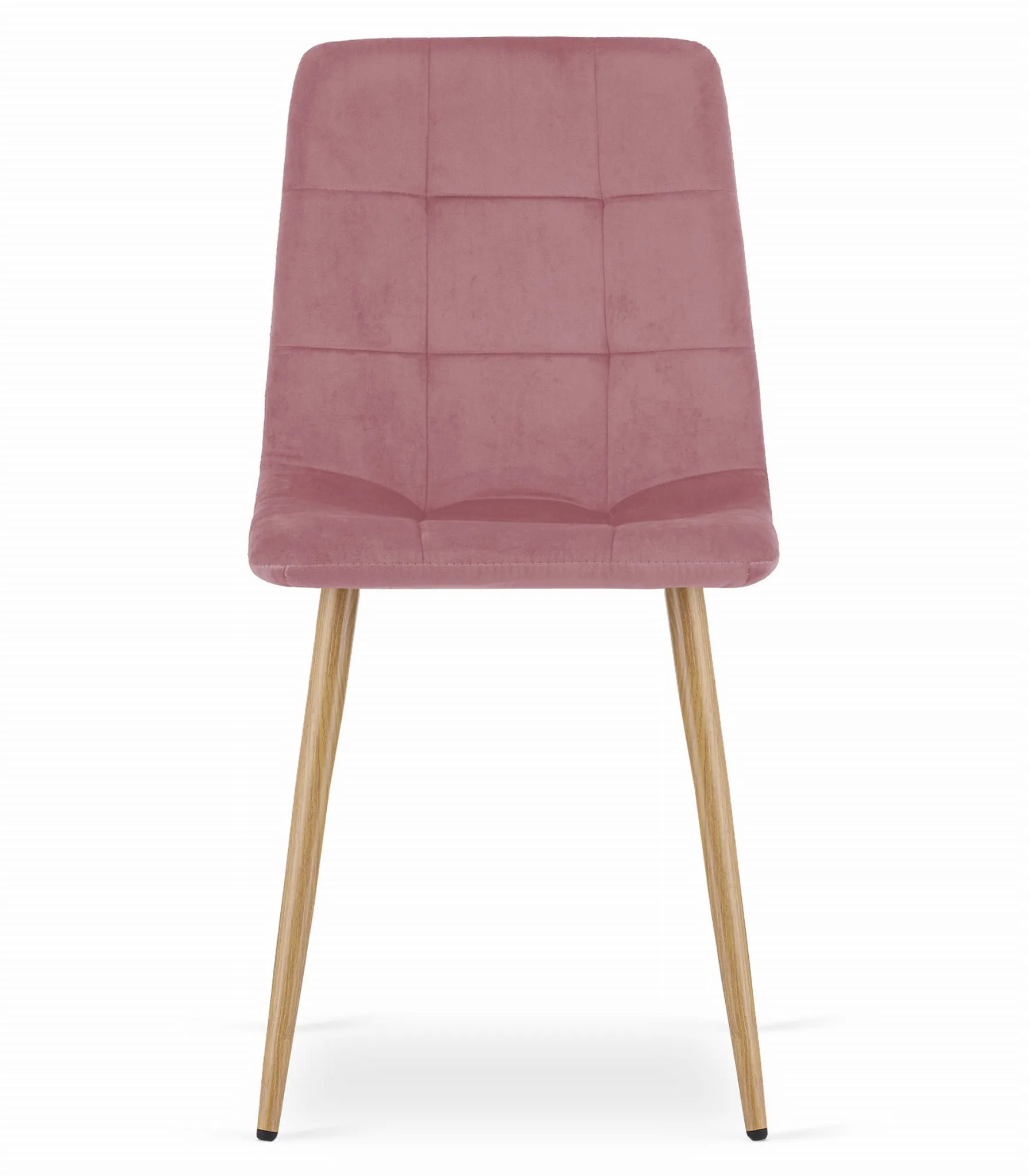 Krzesło KARA aksamit różowy nogi kolor drewna