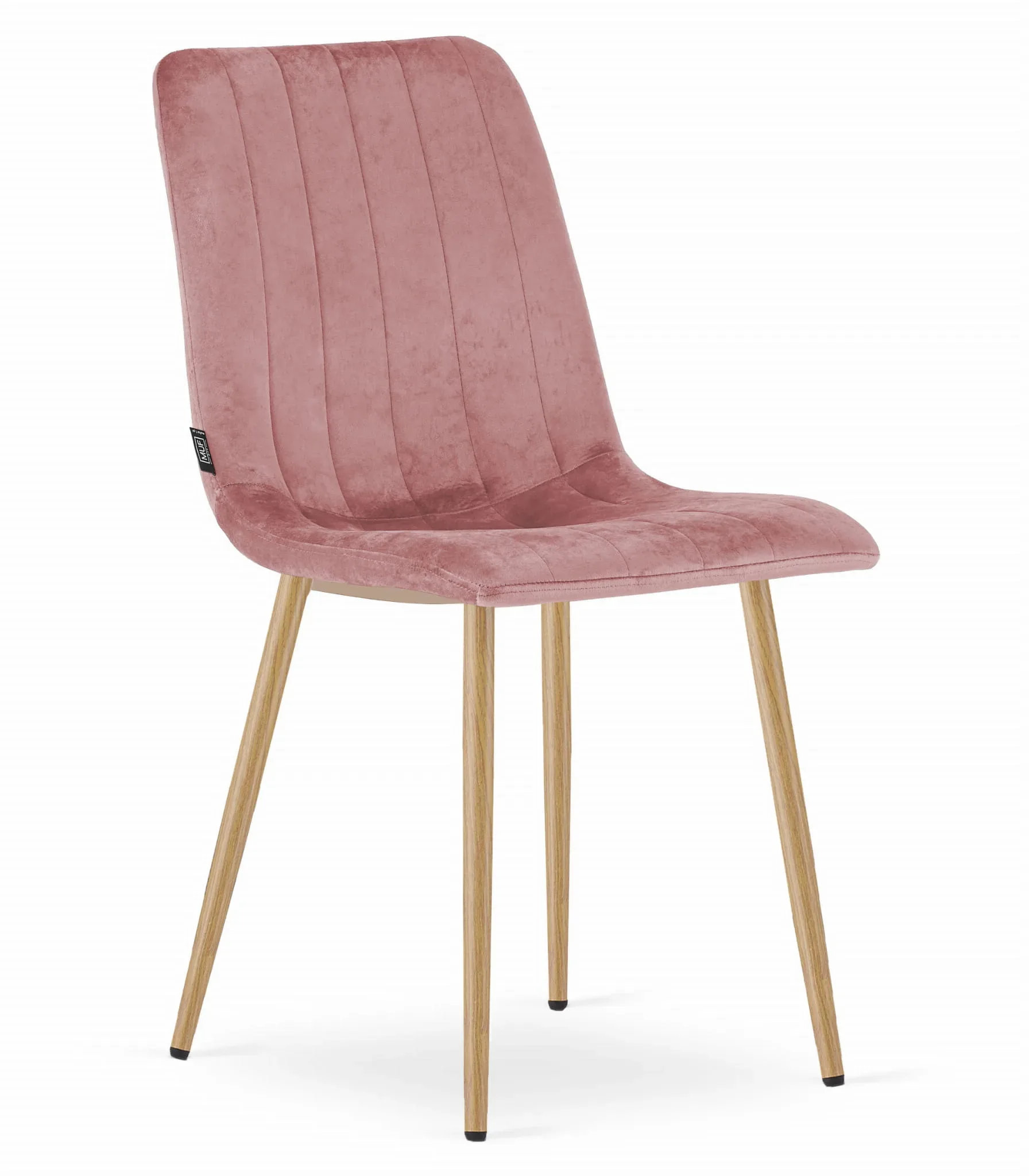 Krzesło LAVA aksamit różowy nogi kolor drewna
