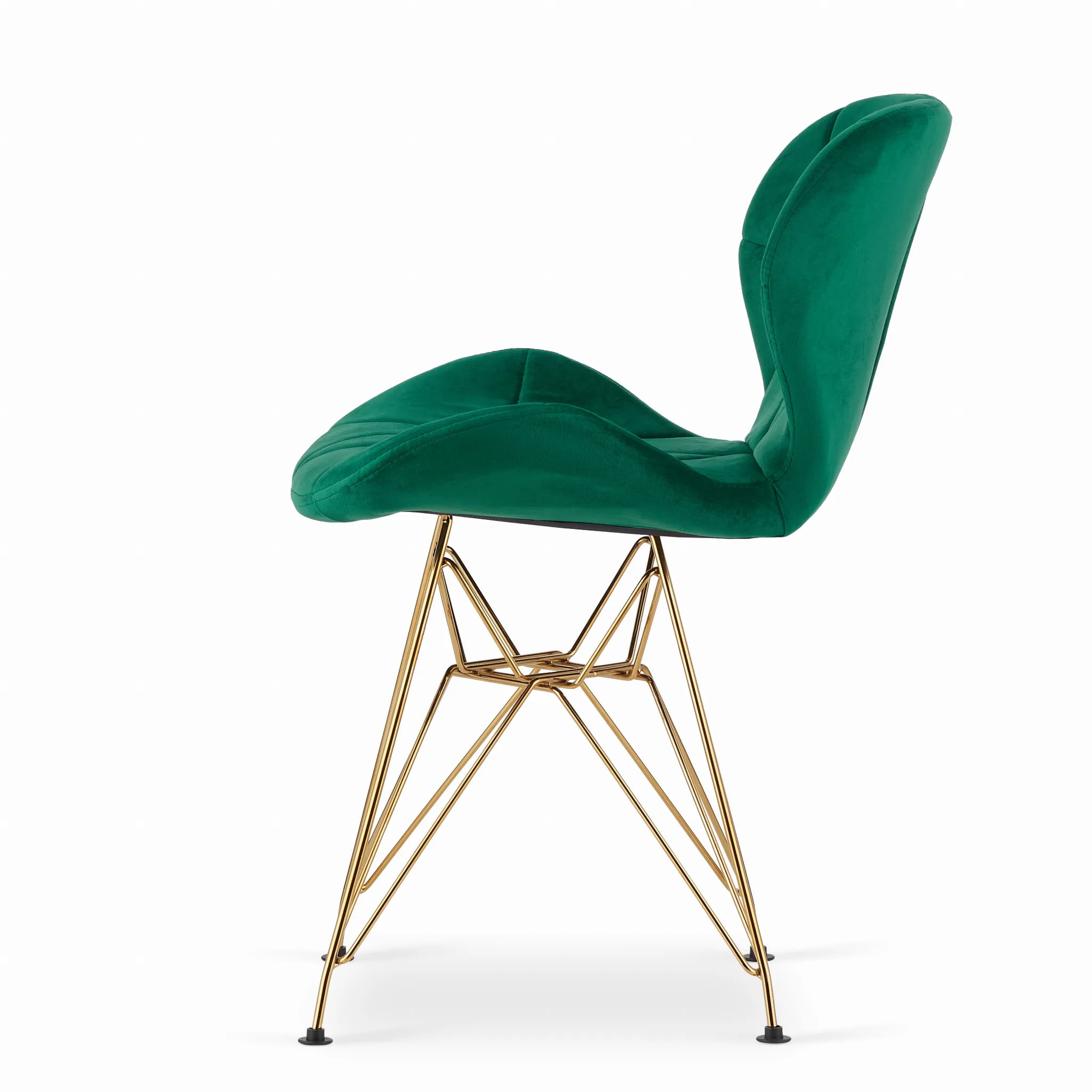 Krzesło NEST aksamit zielony nogi złote