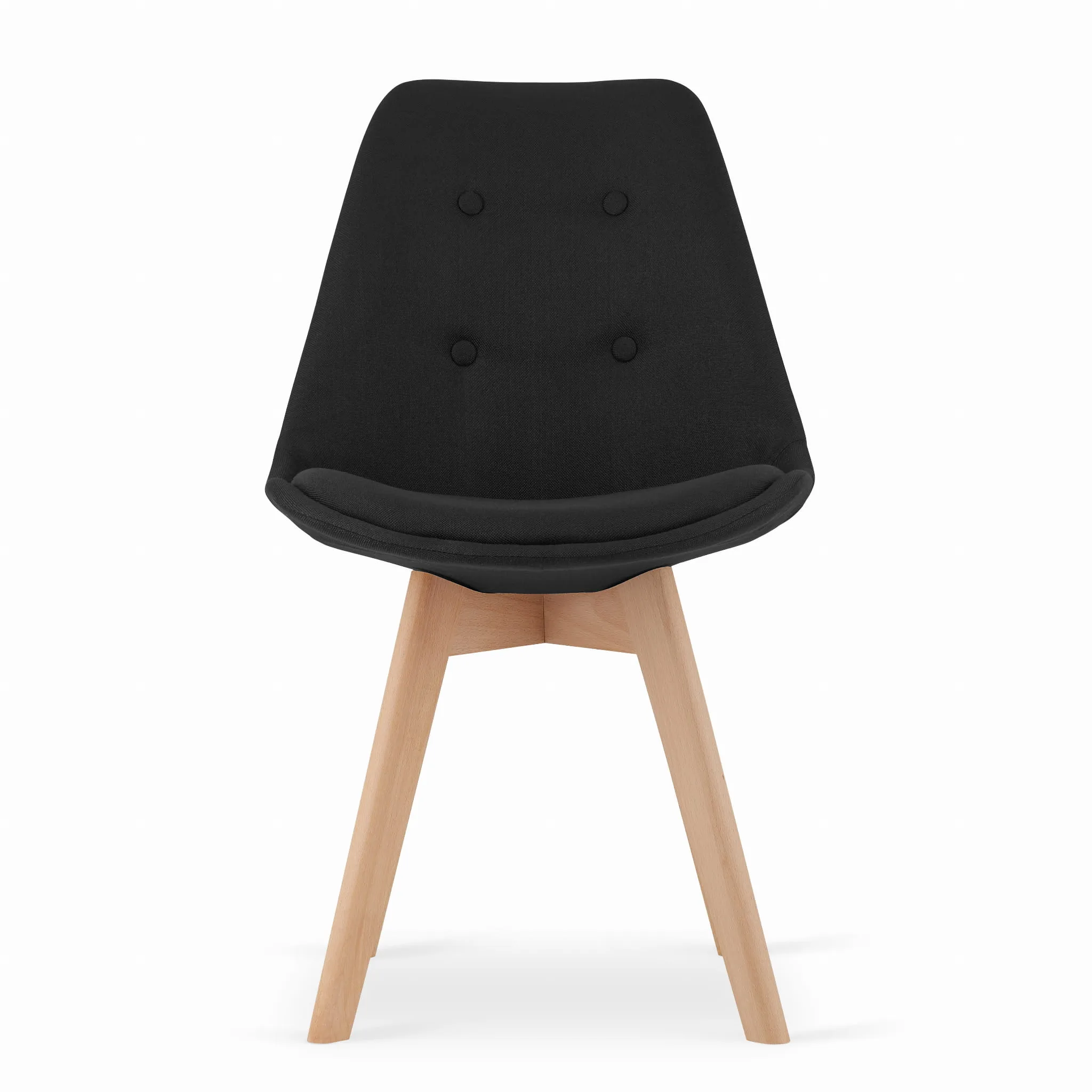 Krzesło NORI materiał czarny Z guzikami nogi naturalne