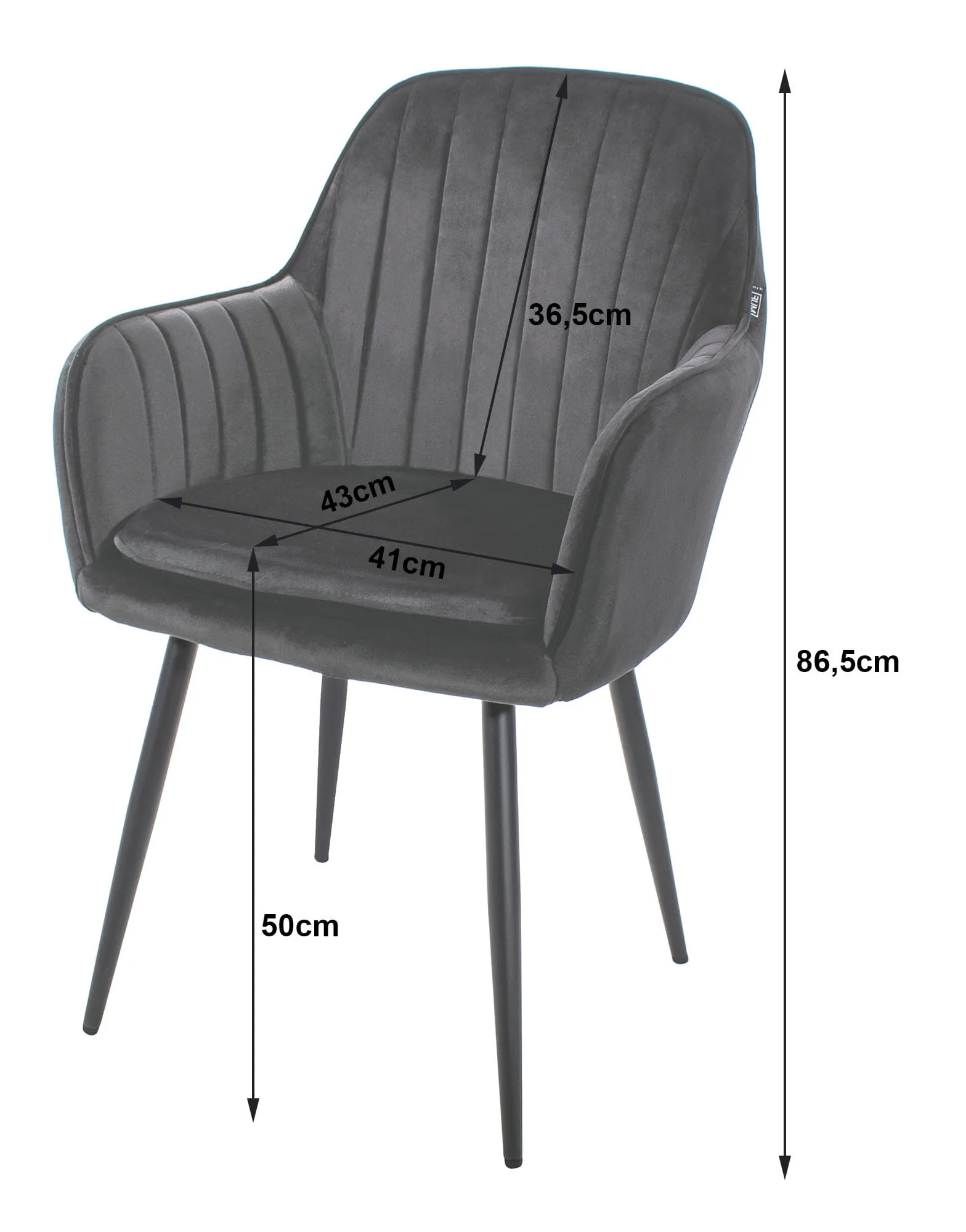 Krzesło LUGO aksamit srebrnoszary nogi czarne