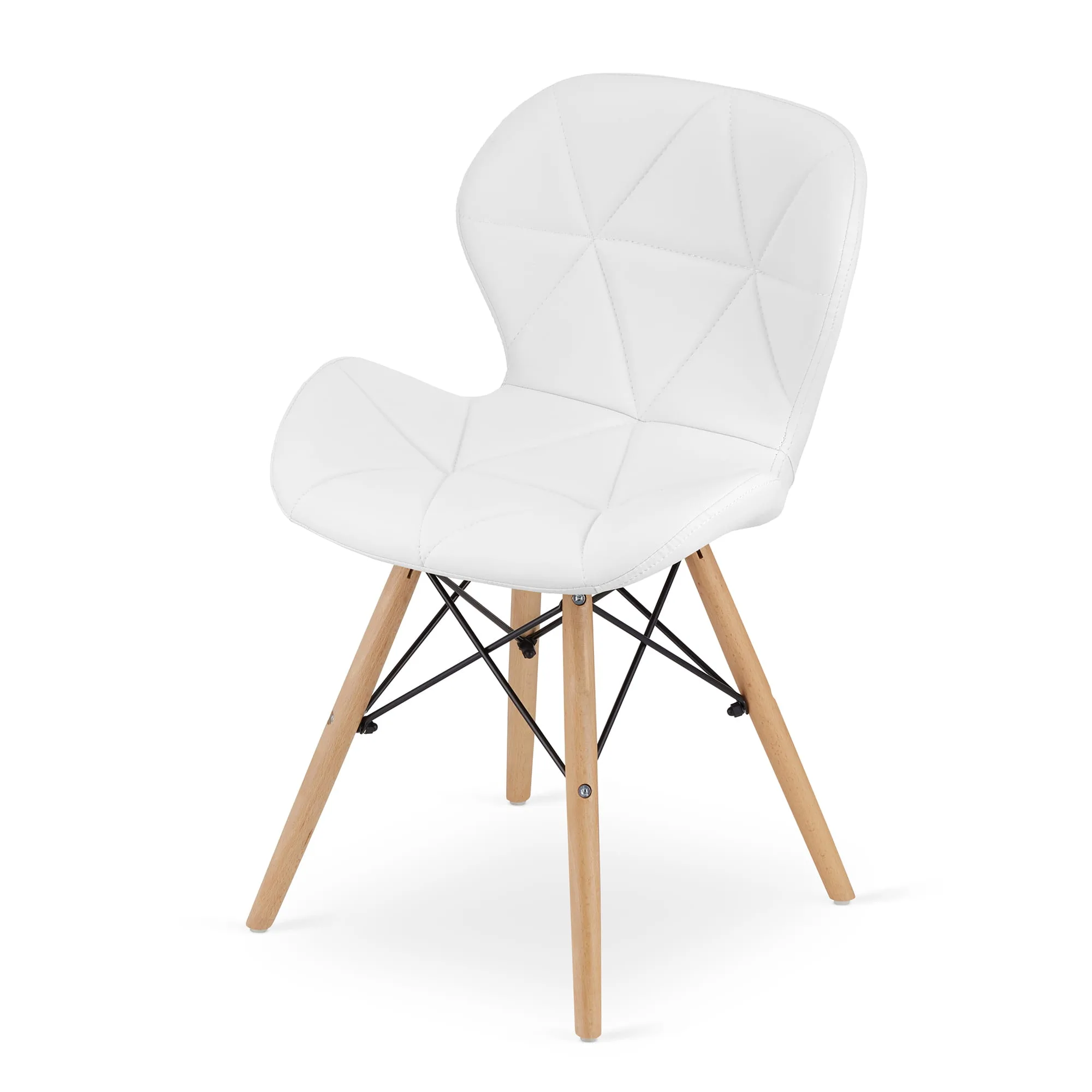 Krzesło LAGO ekoskóra biała nogi naturalne