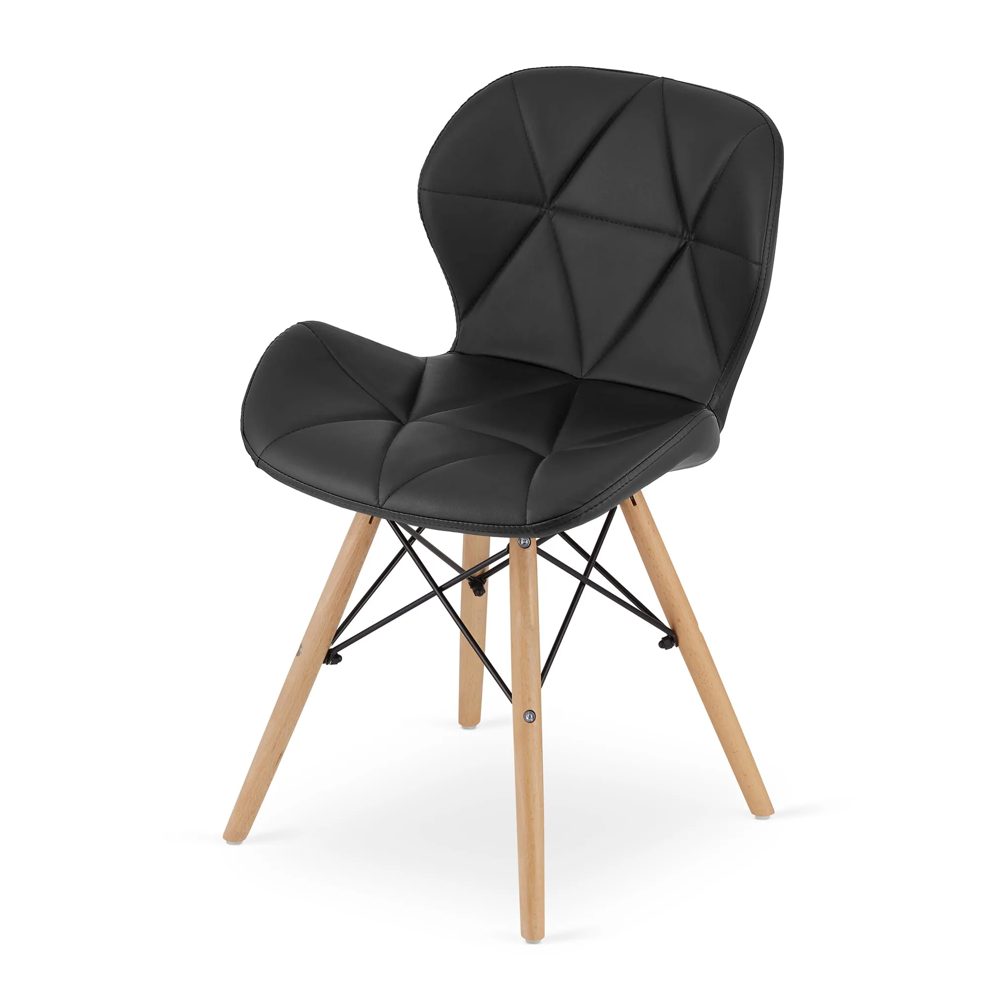 Krzesło LAGO ekoskóra czarna nogi naturalne