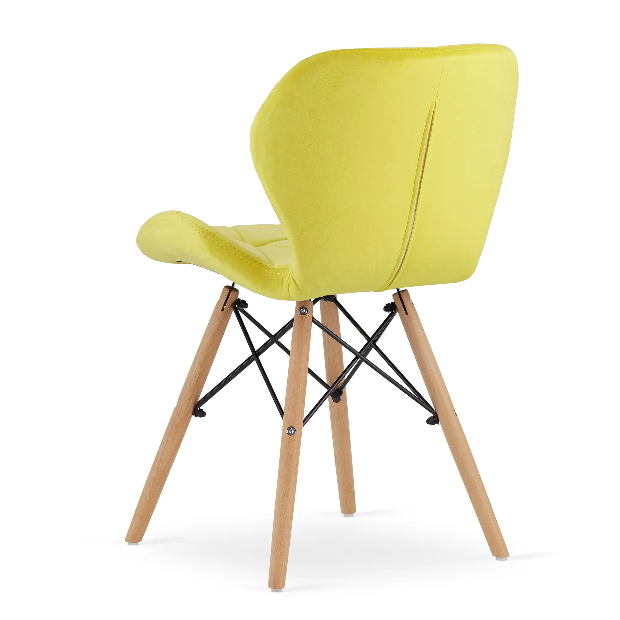Krzesło LAGO aksamit żółty nogi naturalne