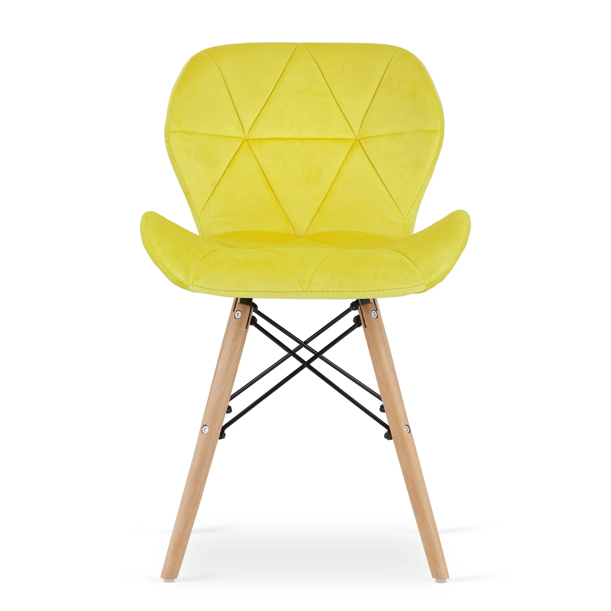 Krzesło LAGO aksamit żółty nogi naturalne