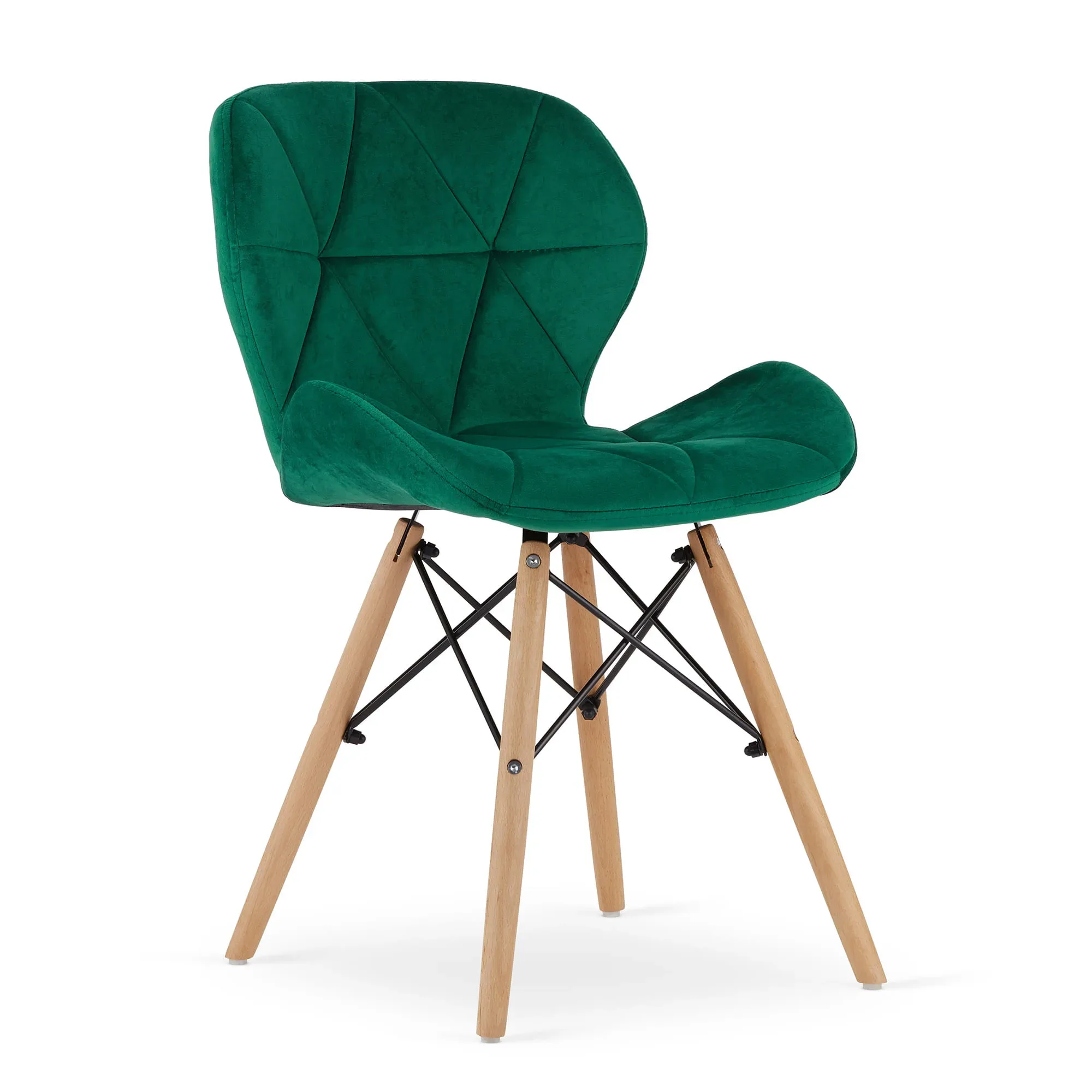 Krzesło LAGO aksamit ciemna zieleń nogi naturalne
