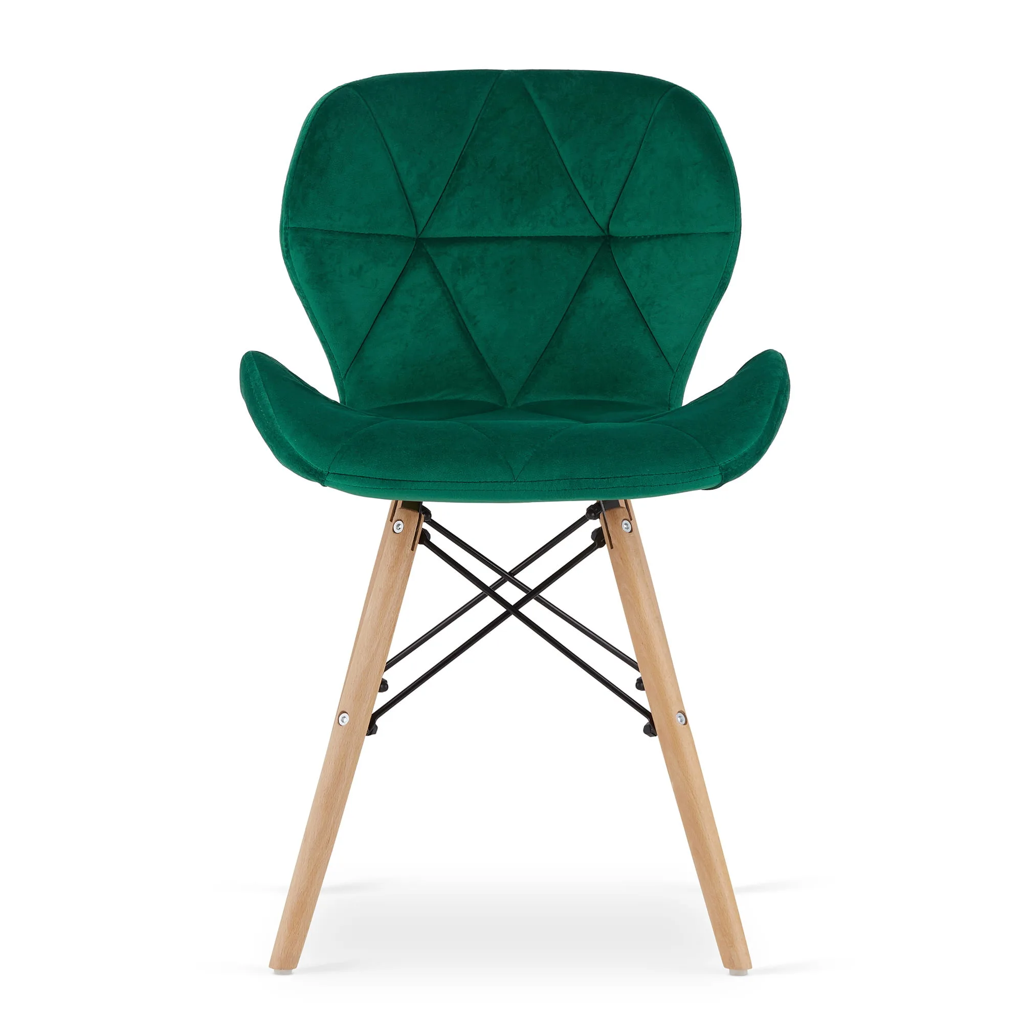 Krzesło LAGO aksamit ciemna zieleń nogi naturalne