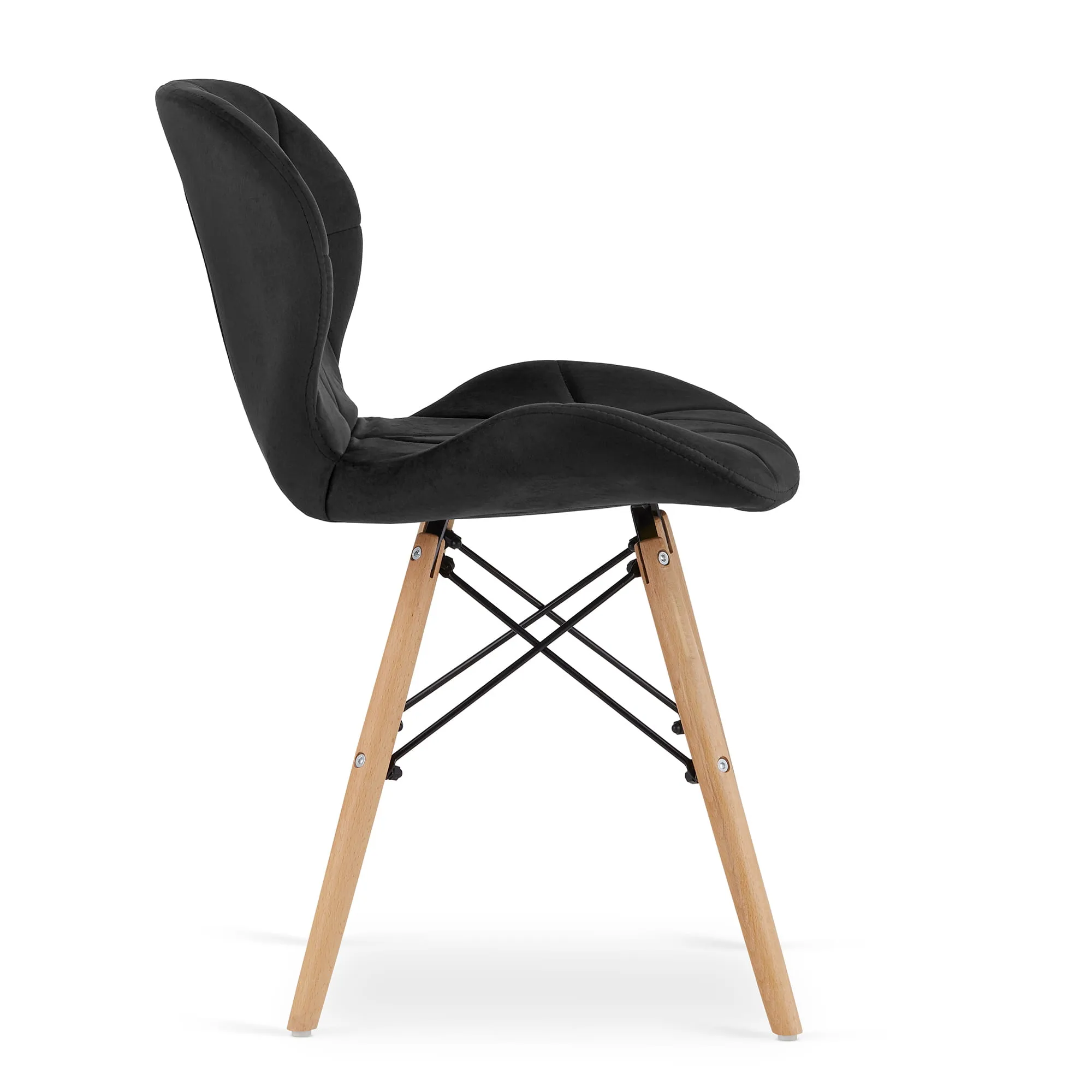 Krzesło LAGO aksamit czarny nogi naturalne
